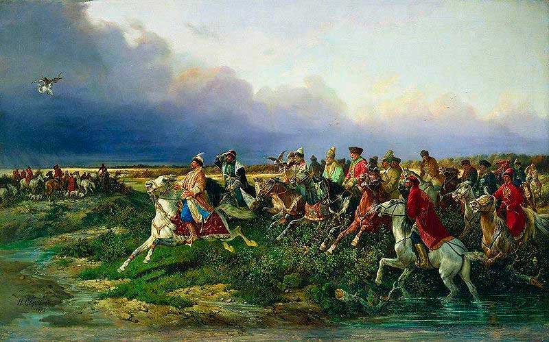 &laquo;Царь Алексей Михайлович с боярами на соколиной охоте близ Москвы&raquo; (картина Николая Сверчкова)