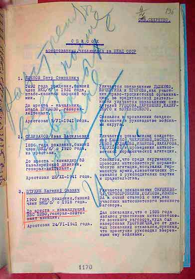 Личная резолюция И. В. Сталина на &laquo;расстрельном&raquo; списке: &laquo;Расстрелять всех поименованных в записке. И. Ст.&raquo; (29 января 1942)
