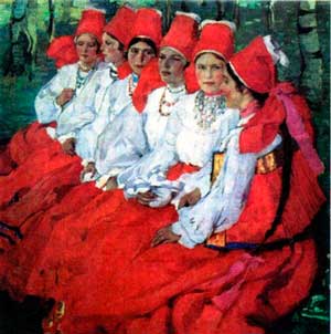 Е. А. Киселёва. &laquo;Невесты. Троицын день&raquo;. 1907.