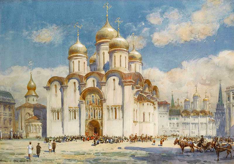 Успенский собор в XIX веке. Картина Генри Чарльза Брюэра Успенский собор в XIX веке. Картина Генри Чарльза Брюэра