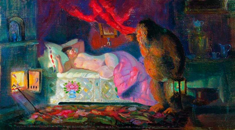 Картина Бориса Кустодиева &laquo;Купчиха и домовой&raquo;, 1922.