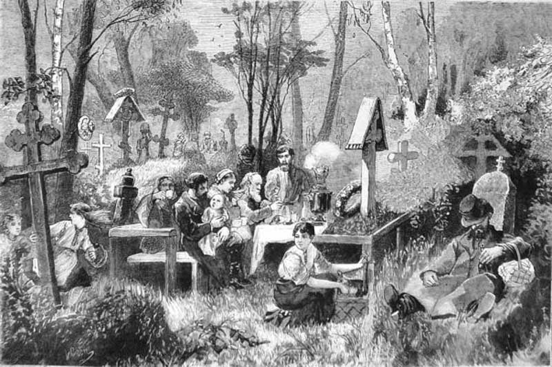 Смоленское кладбище, поминки. 1881