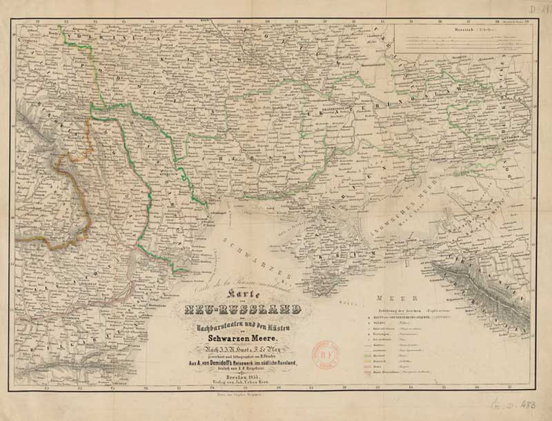Немецкая карта Новороссии 1855 года Немецкая карта Новороссии 1855 года