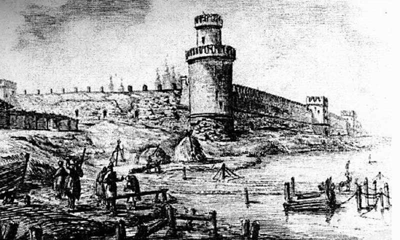 Свиблова башня и панорама Коломенского кремля. Рисунок М. Казакова. 1778 г. Свиблова башня и панорама Коломенского кремля. Рисунок М. Казакова. 1778 г.
