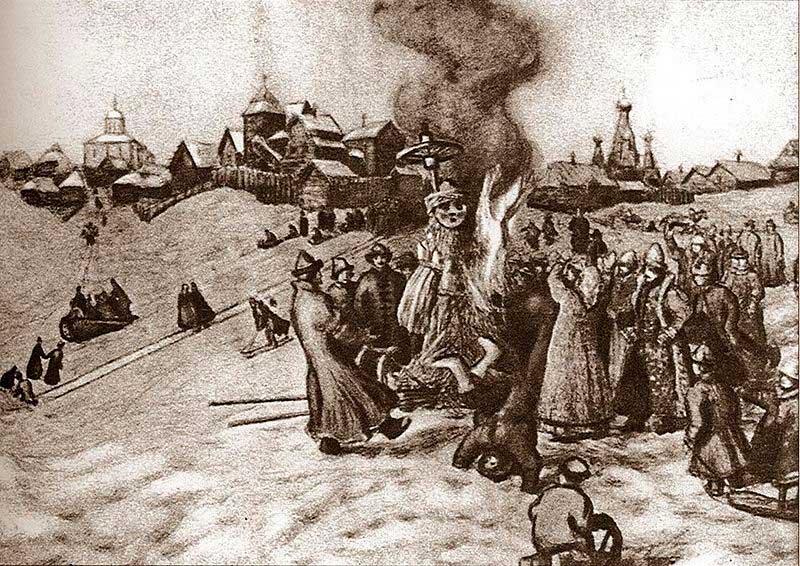 А. М. Васнецов. Сжигание чучела Масленицы в начале XX века А. М. Васнецов. Сжигание чучела Масленицы в начале XX века