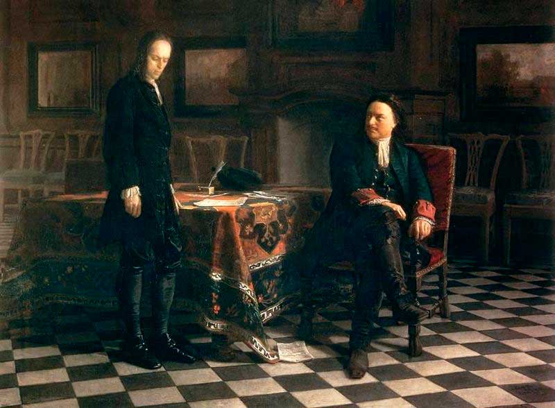 Пётр I допрашивает царевича Алексея. Ге Н. Н., 1871