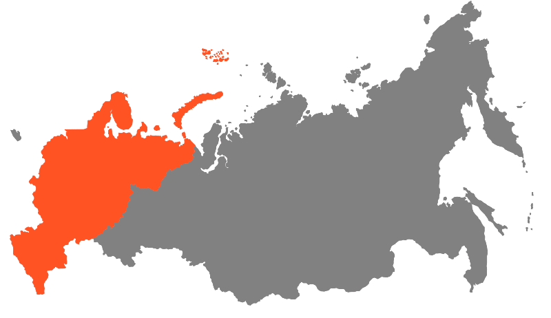 Карта Московской зоны времени (UTC +3) из России