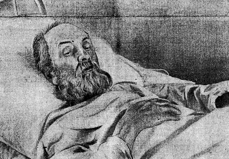 К. Э. Циолковский в палате Калужской больницы за день до смерти. 18 сентября 1935 года. К. Э. Циолковский в палате Калужской больницы за день до смерти. 18 сентября 1935 года.