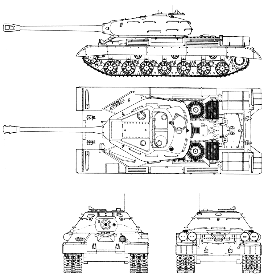 Чертёж танка ИС-4 («Объект 701»). Чертёж танка ИС-4 («Объект 701»).