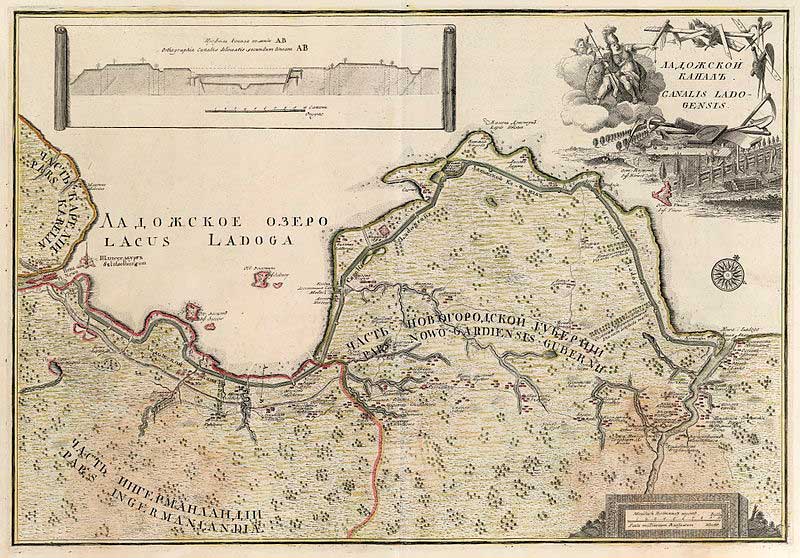 Карта канала Императора Петра Великого (1741-42) Карта канала Императора Петра Великого (1741-42)