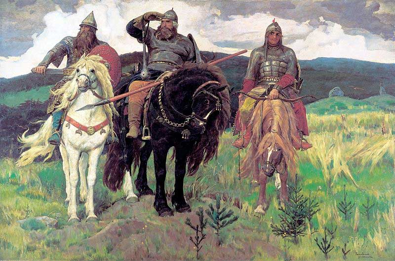 «Богатыри». Виктор Васнецов. 1881—1898. Илья Муромец в центре «Богатыри». Виктор Васнецов. 1881—1898. Илья Муромец в центре