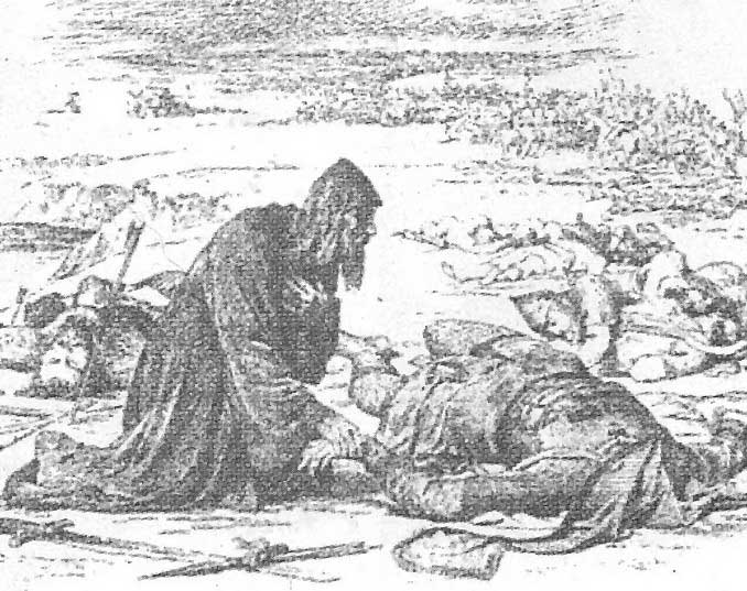 Верещагин В. П. Епископ Кирилл находит обезглавленное тело великого князя Юрия на поле сражения на реке Сить