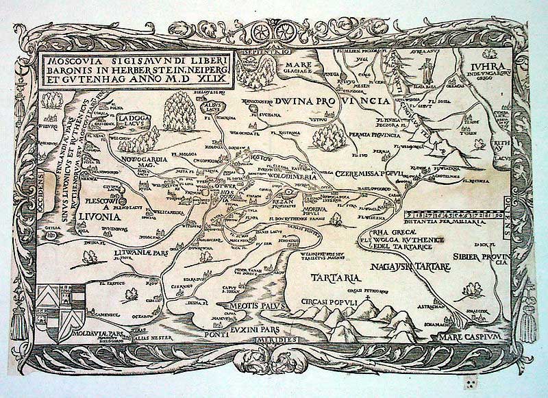 Карта &laquo;Московии&raquo; Сигизмунда фон Герберштейна (1549 г.), основанная на материале его поездок в Россию в царствование Василия III