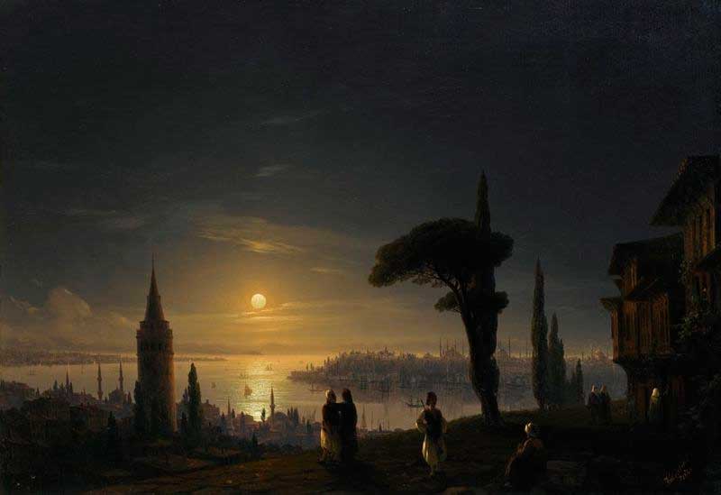 Галатская башня в лунную ночь. 1845