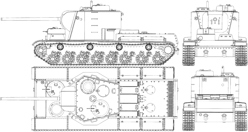 Схема разреза советского сверхтяжелого танка КВ-5