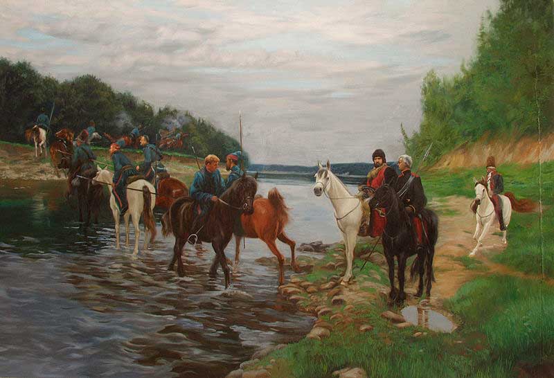 Художник С.Л. Кожин «Рубикон. Переправа через реку отряда Дениса Давыдова» Художник С.Л. Кожин «Рубикон. Переправа через реку отряда Дениса Давыдова»