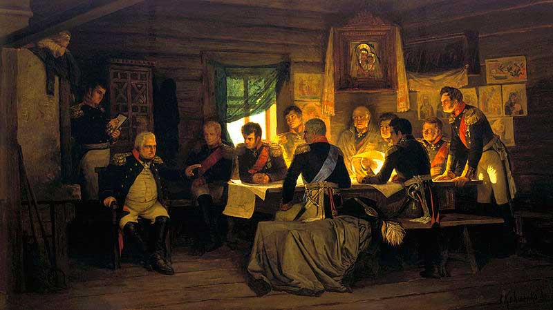 Военный совет в Филях. А. Д. Кившенко, 1812 г. Военный совет в Филях. А. Д. Кившенко, 1812 г.