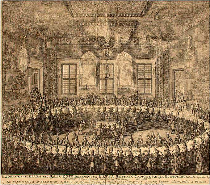 Свадьба Петра I и Катерины Алексеевны в 1712 году. Гравюра А. Ф. Зубова, 1712 Свадьба Петра I и Катерины Алексеевны в 1712 году. Гравюра А. Ф. Зубова, 1712