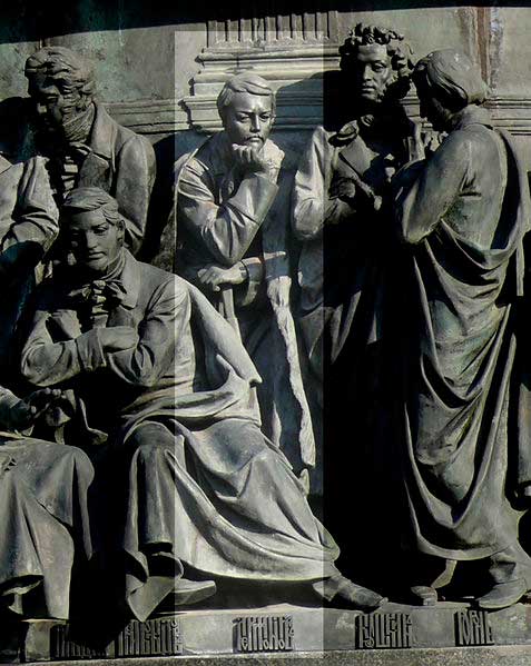М. Ю. Лермонтов на Памятнике &laquo;1000-летие России&raquo; в Великом Новгороде