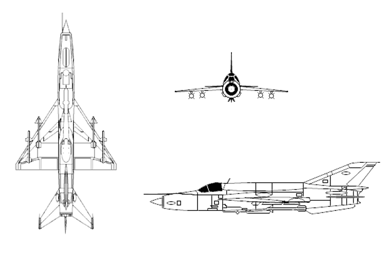 Три проекции МиГ-21