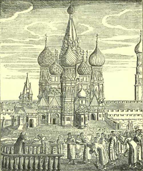 Храм Василия Блаженного на гравюре XVI века.