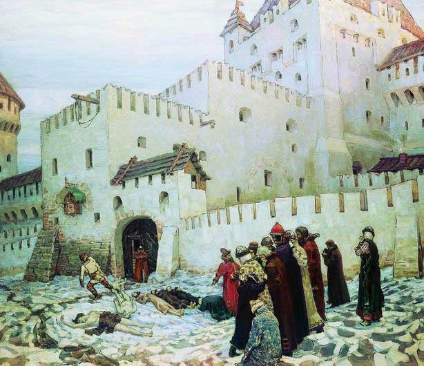 «Московский застенок. Конец XVI века (Константино-Еленинские ворота московского застенка на рубеже XVI и XVII веков)», 1912 г. «Московский застенок. Конец XVI века (Константино-Еленинские ворота московского застенка на рубеже XVI и XVII веков)», 1912 г.