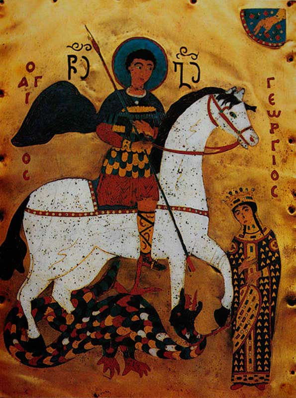 Святой Георгий, спасающий дочь императора
(эмалевая миниатюра, Грузия, XV век)