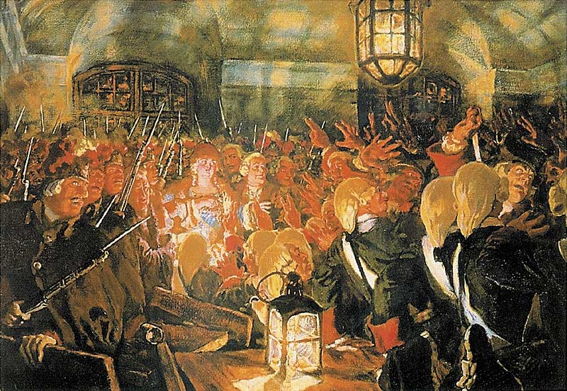 Е.Е. Лансере.Воцарение Елизаветы Петровны 25 ноября 1741 года. 1911
