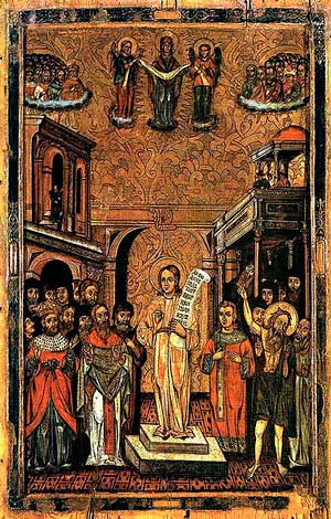 Икона Романа Сладкопевца, поющего кондак (1649, Малорита, Беларусь)