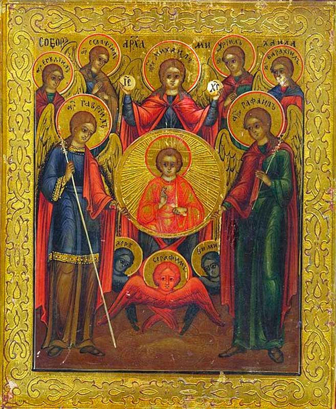 Собор архангела Михаила (русская икона, XIX век) Собор архангела Михаила (русская икона, XIX век)