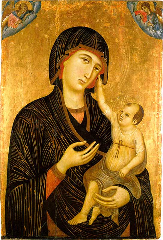 Дуччо. «Мадонна Креволе». 1283-84. Сиена, музей собора. Дуччо. «Мадонна Креволе». 1283-84. Сиена, музей собора.